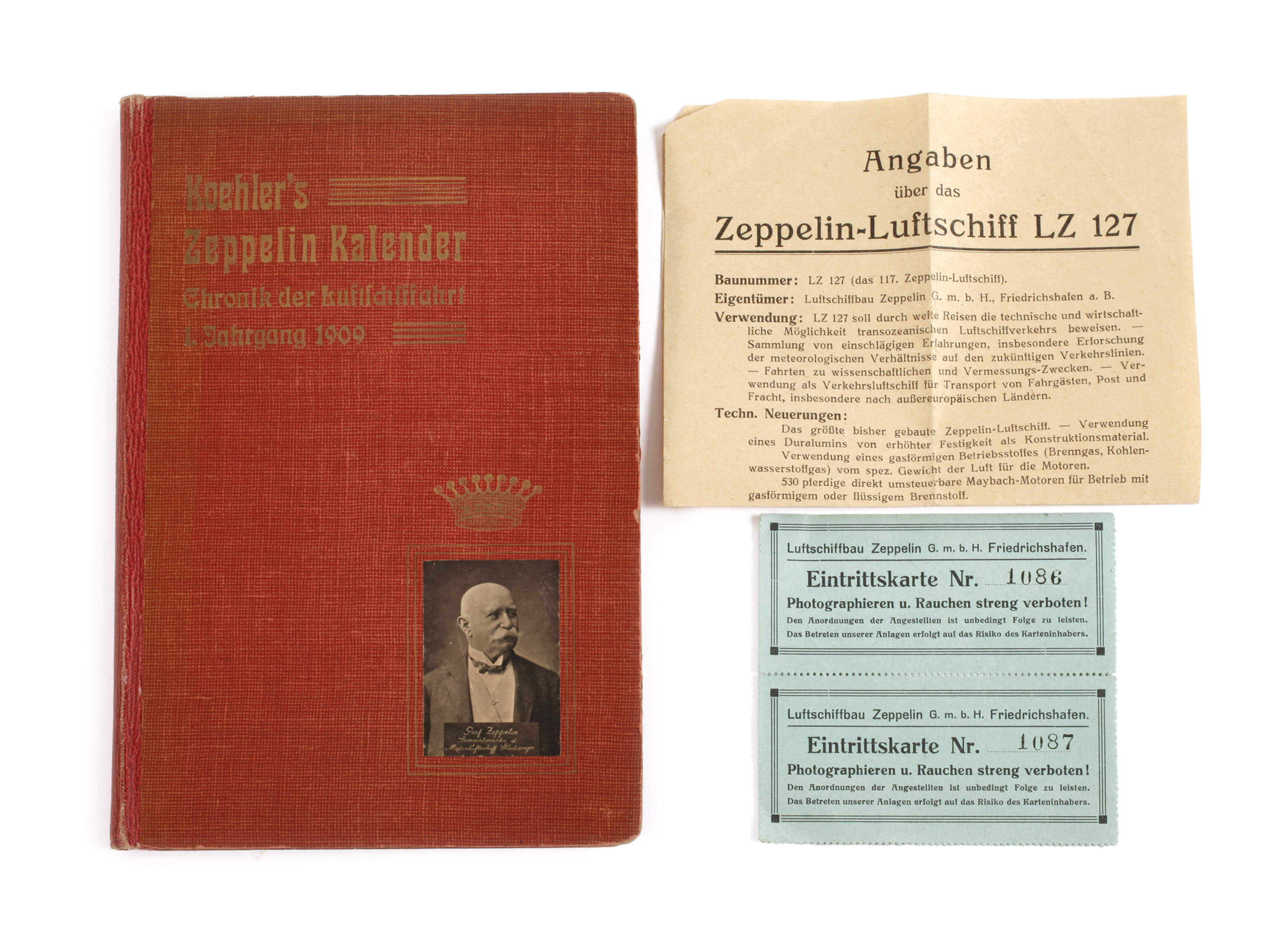 Zeppelin-Kalender und Eintrittskarten