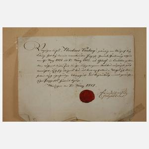 Gesellenbrief eines Gärtners Sachsen-Coburg 1824