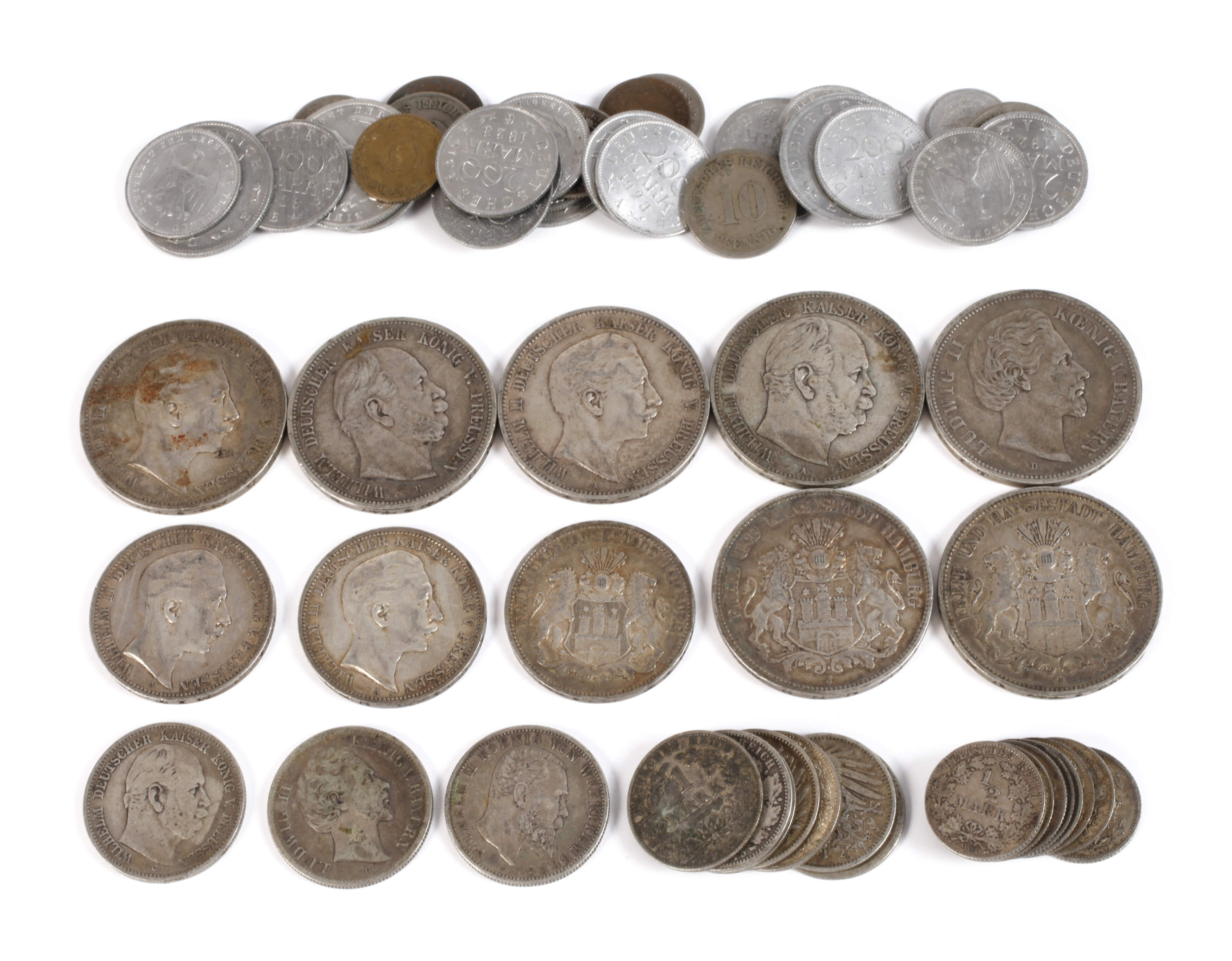 Konvolut Silbermünzen Kaiserreich