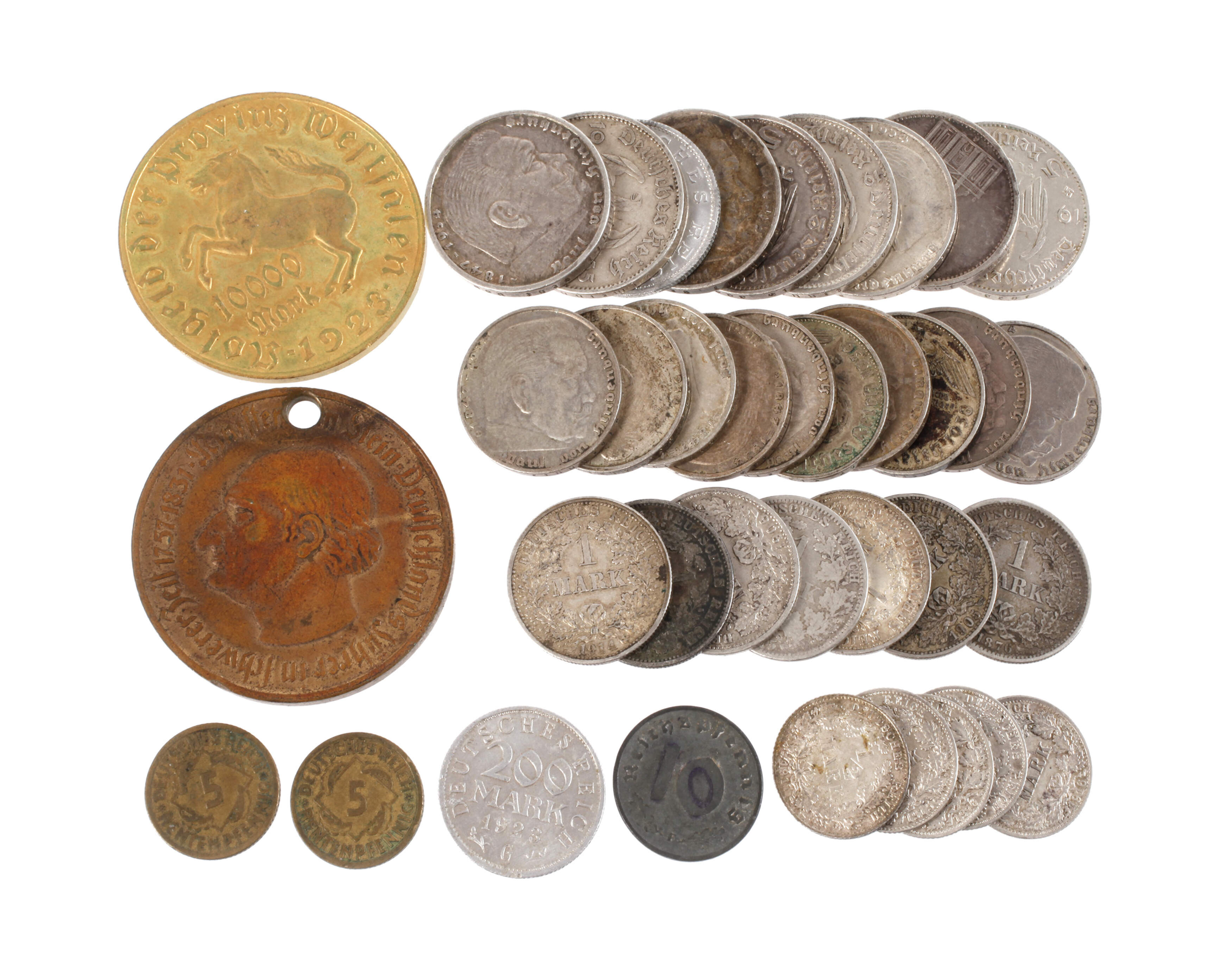 Konvolut Silbermünzen Kaiserreich und 3. Reich