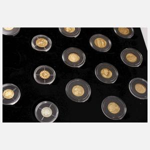 Konvolut Miniatur-Goldmünzen und -medaillen