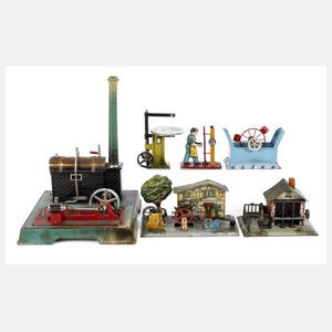 Liegende Märklin Dampfmaschine mit Zubehör