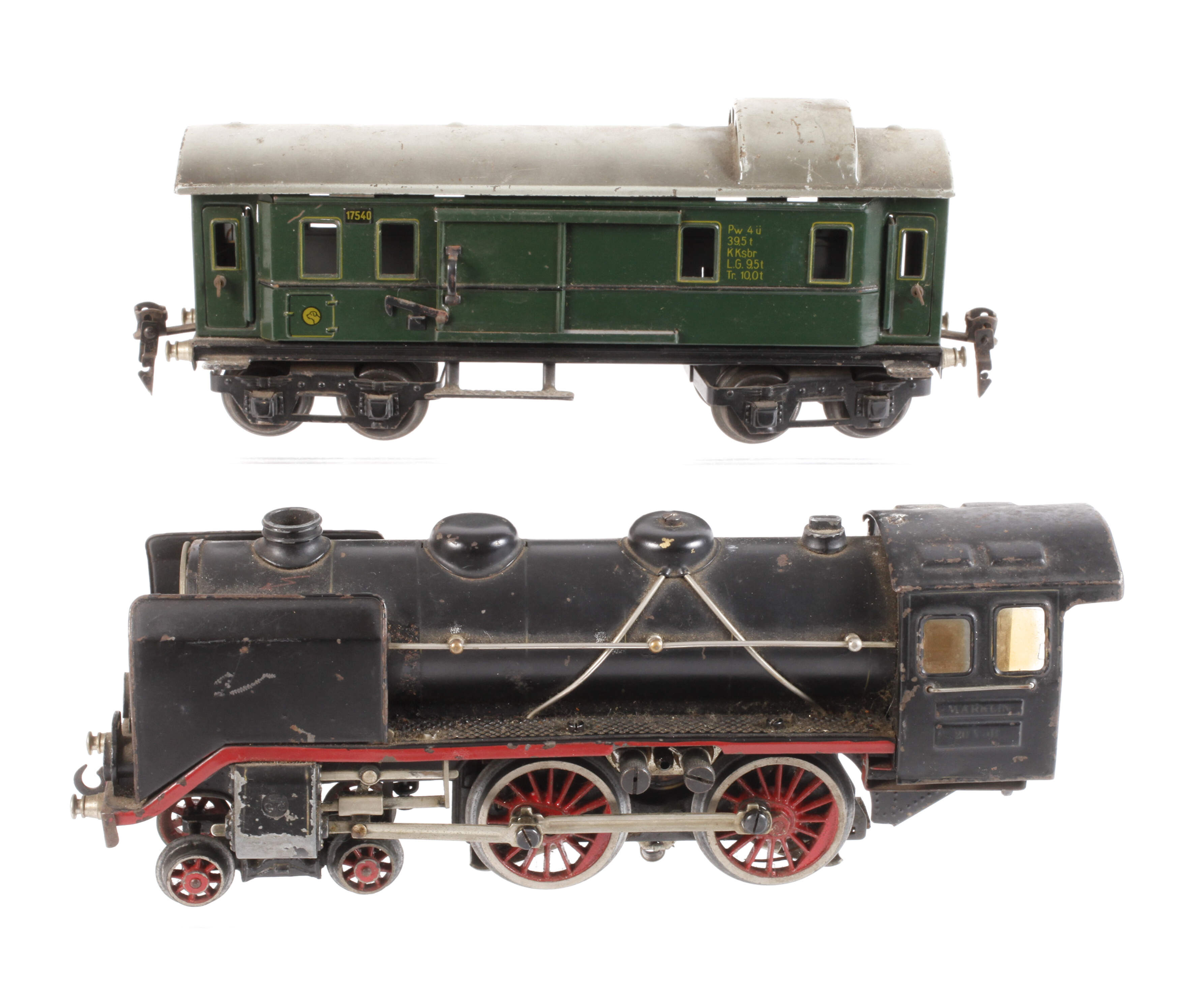 Märklin Schlepptenderlok und Gepäckwagen