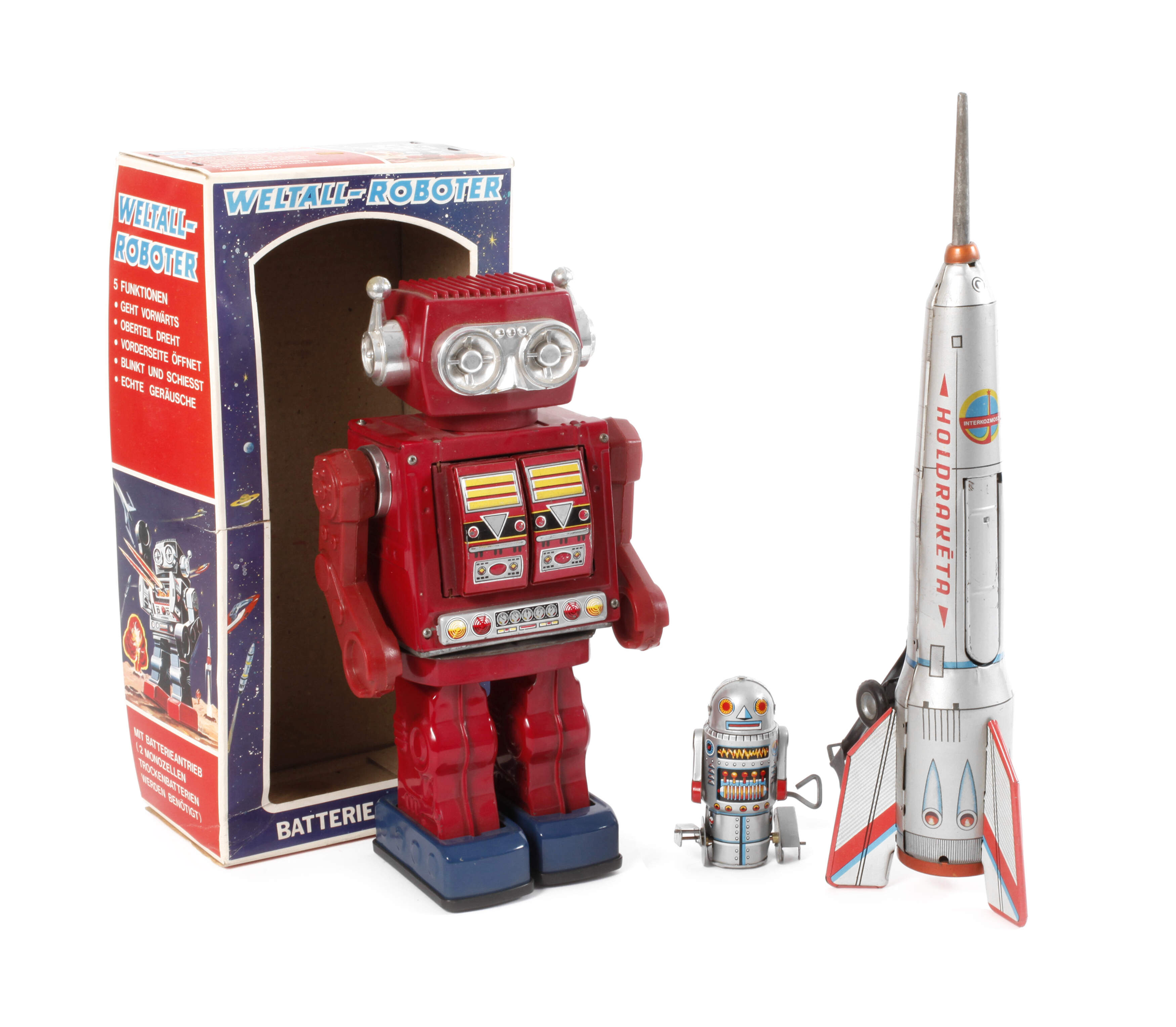 Zwei Roboter und Mondrakete