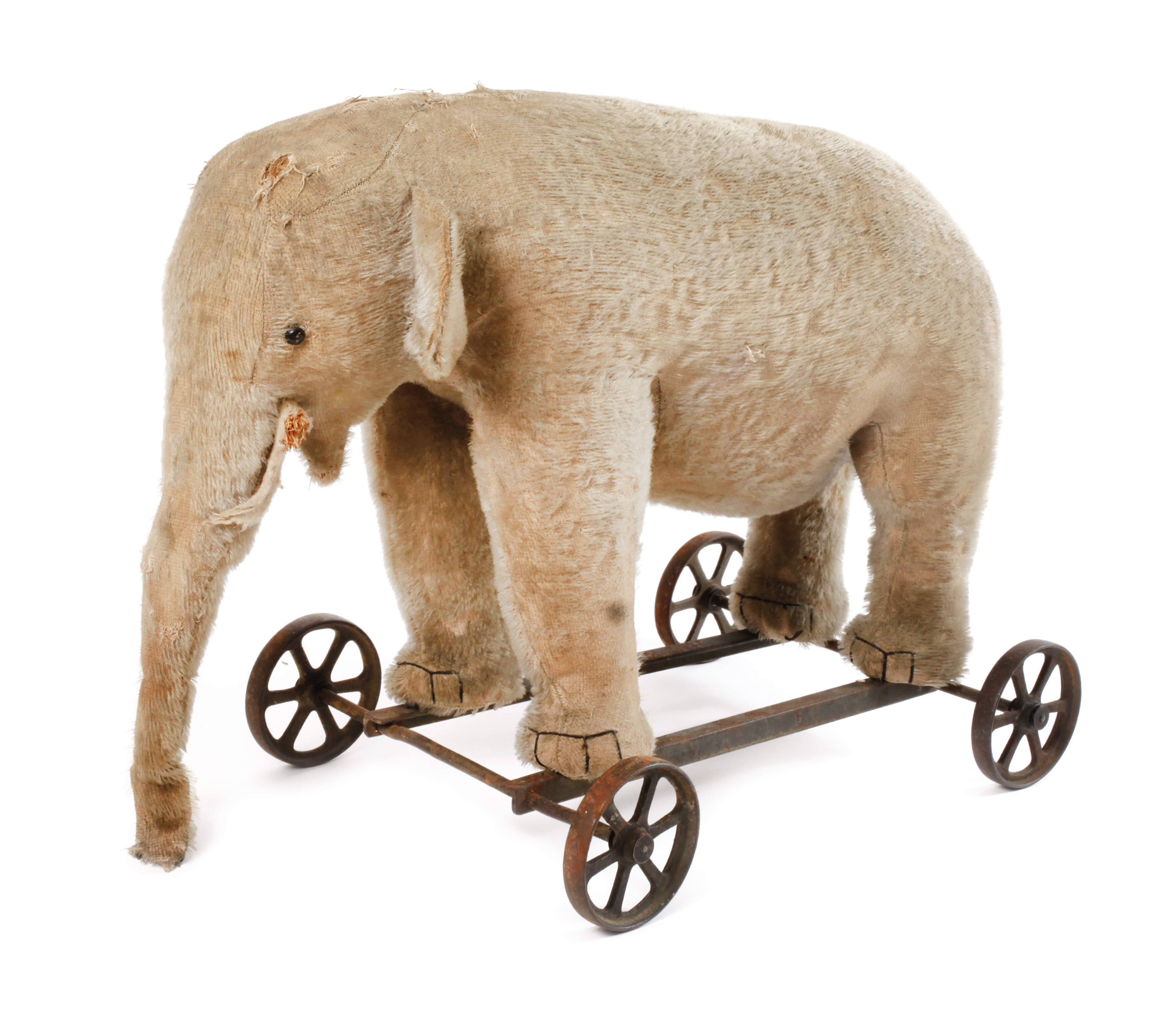 Früher Steiff Elefant als Zugtier