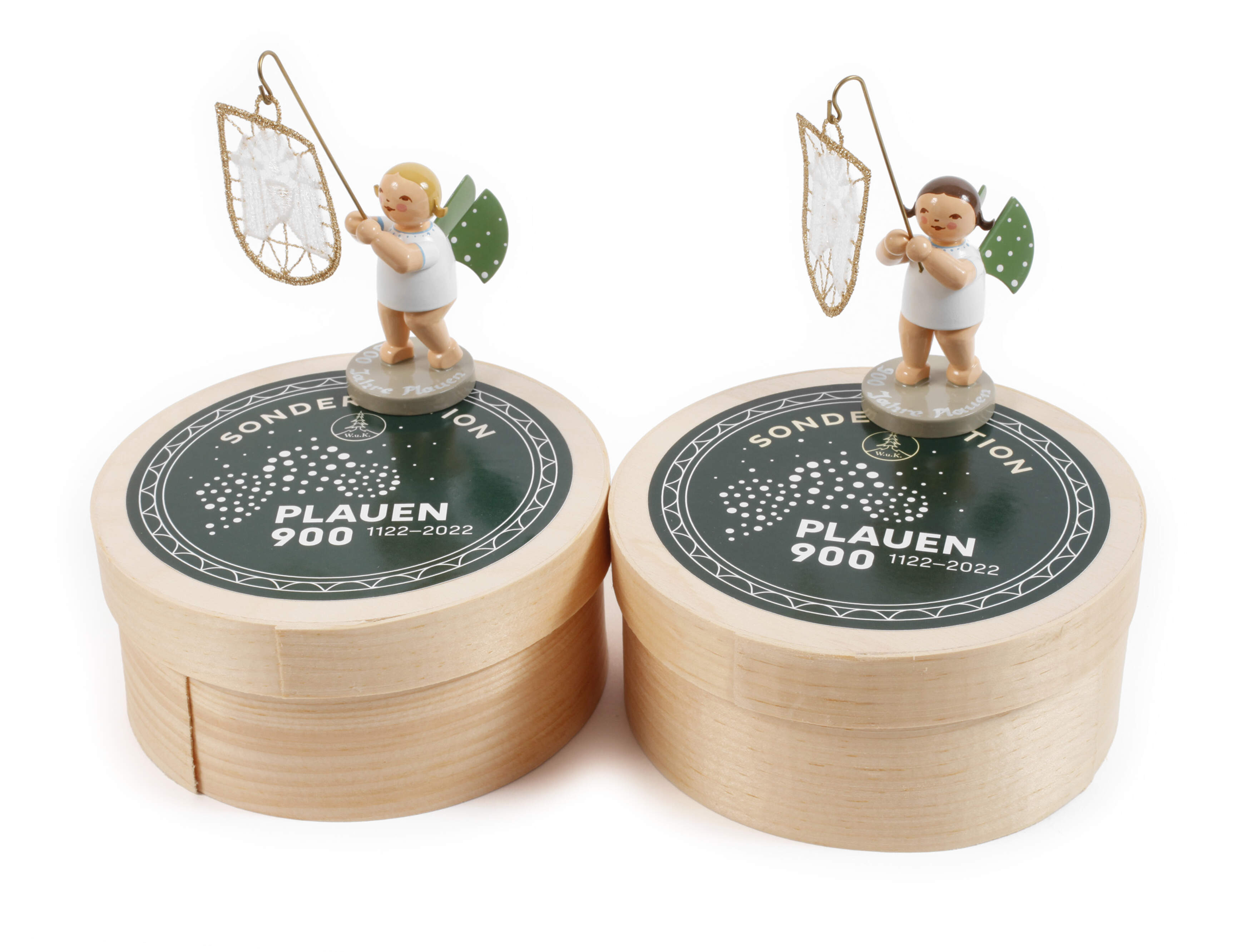 Wendt & Kühn Paar Engel mit Plauener Wappen