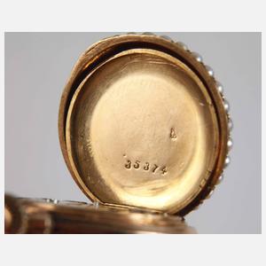 Feine Hängeuhr mit Diamanten und Perlen