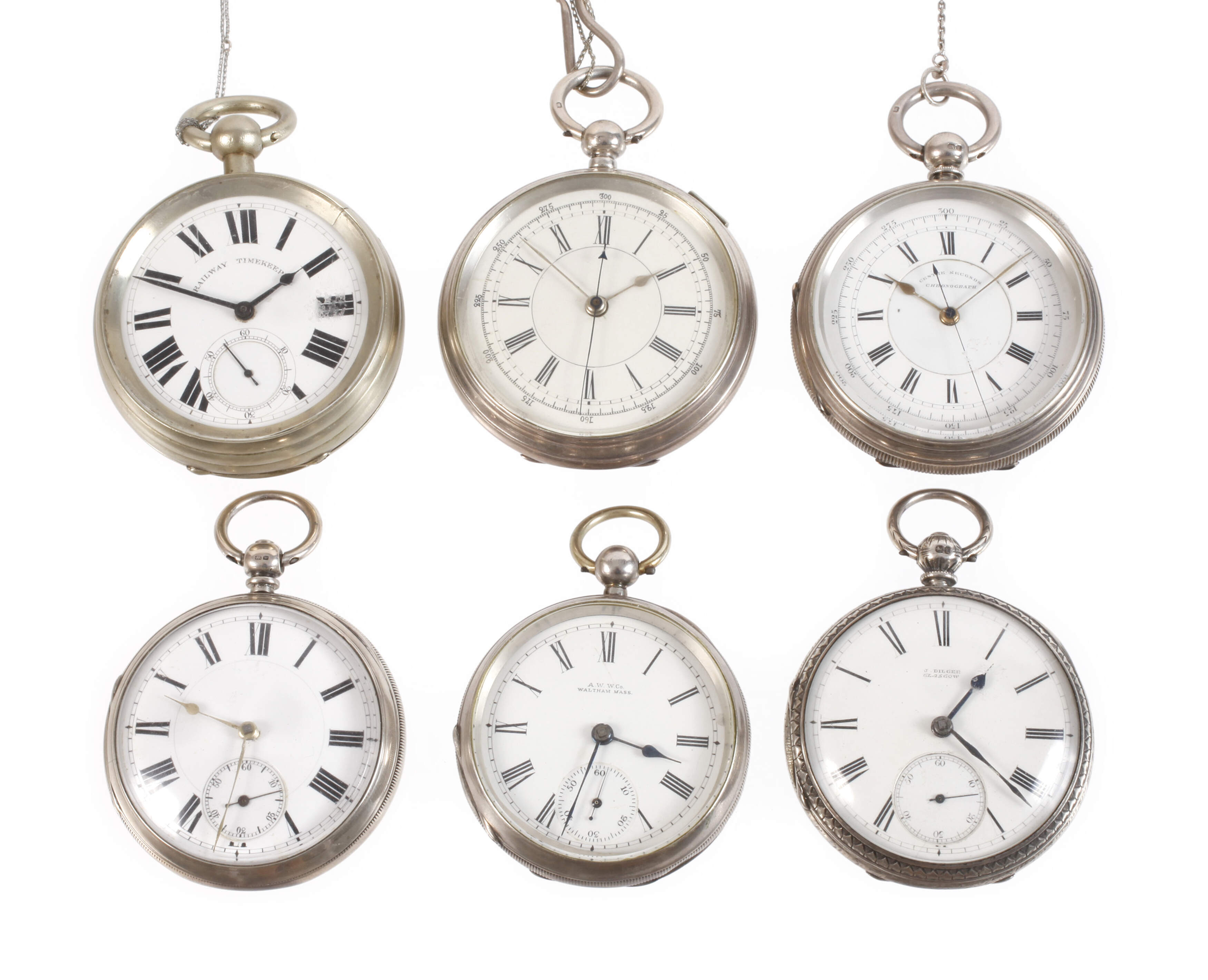 Sechs große Schlüsseluhren