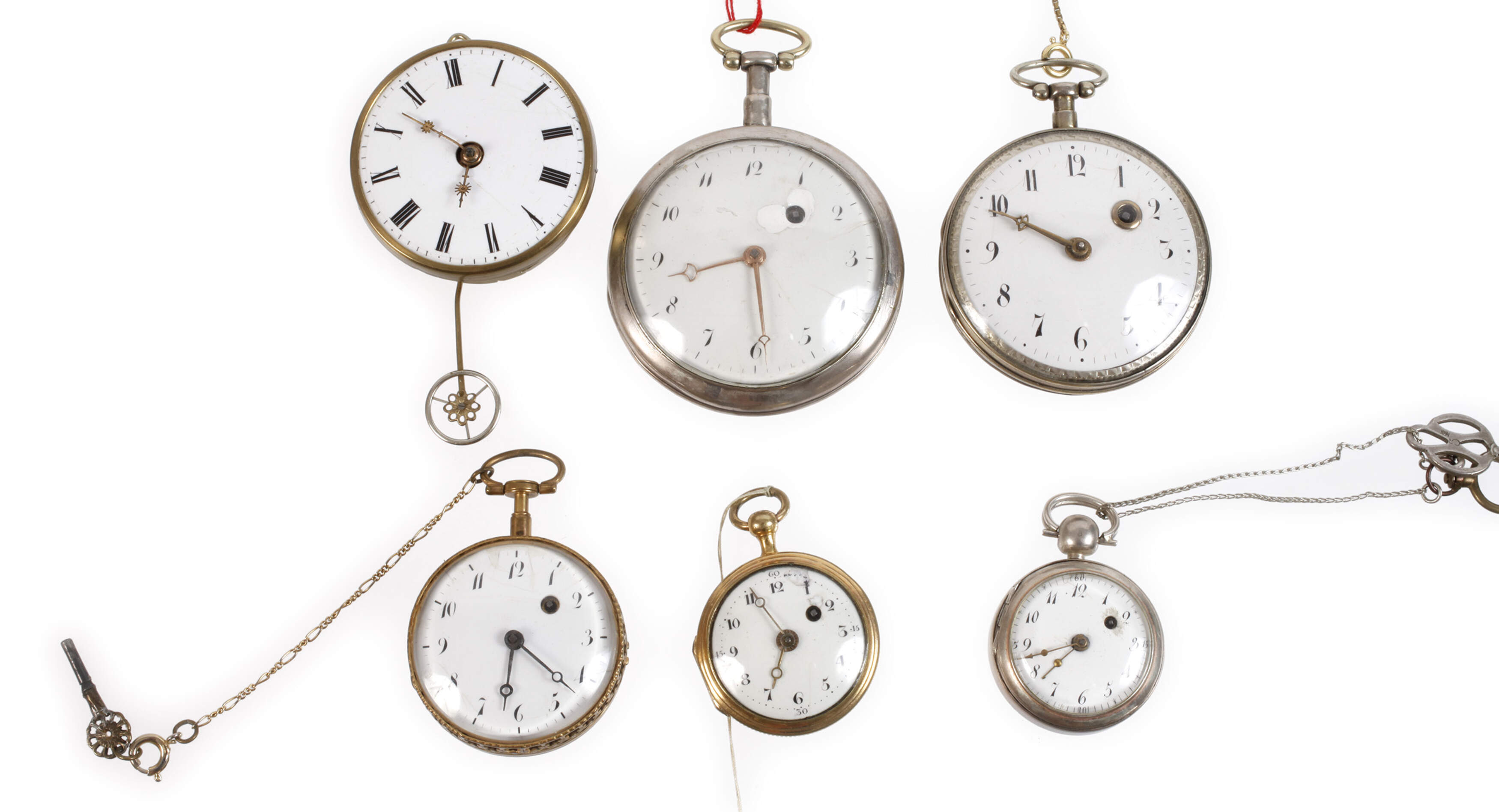 Sechs Spindeluhren