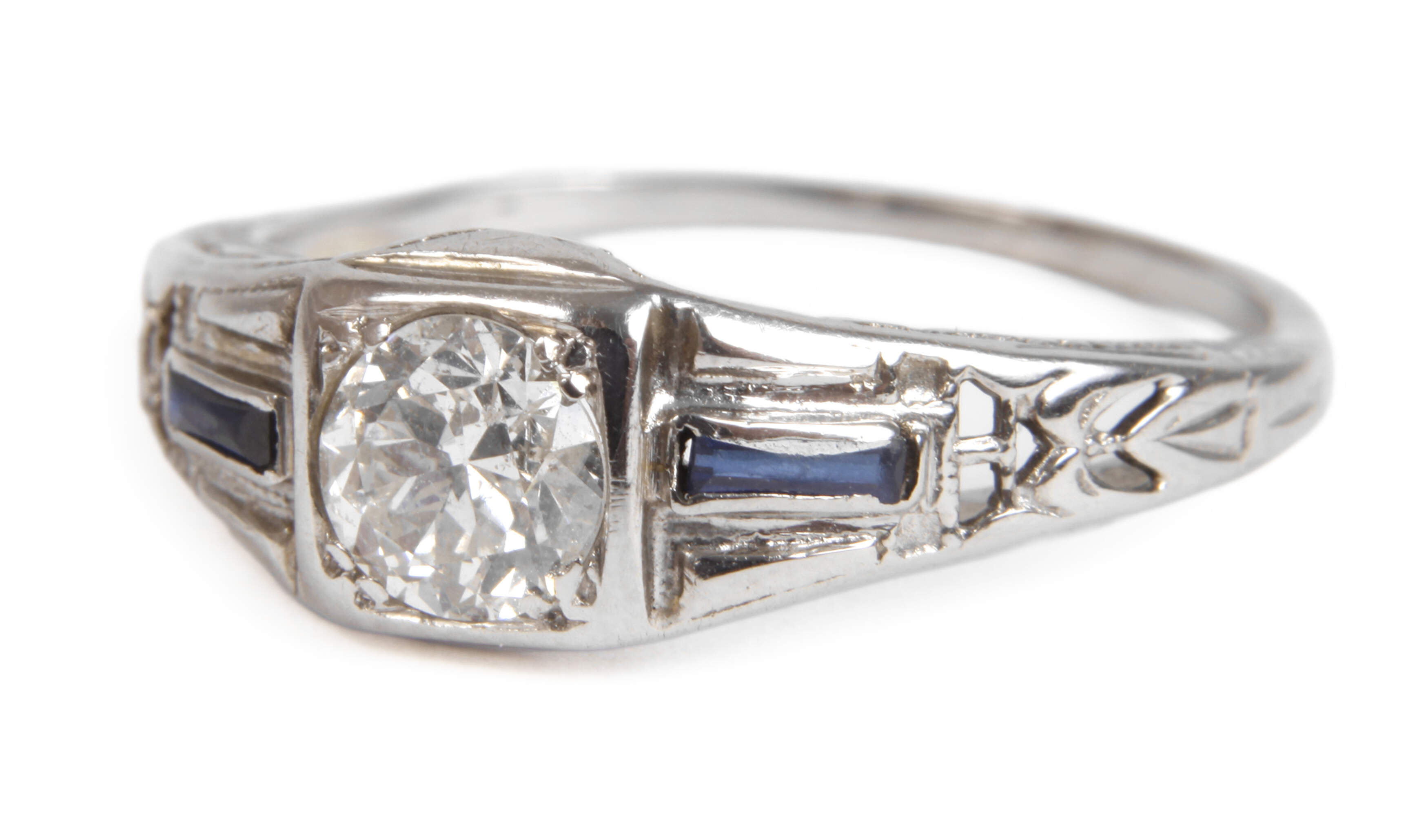 Damenring mit Diamant und Saphiren