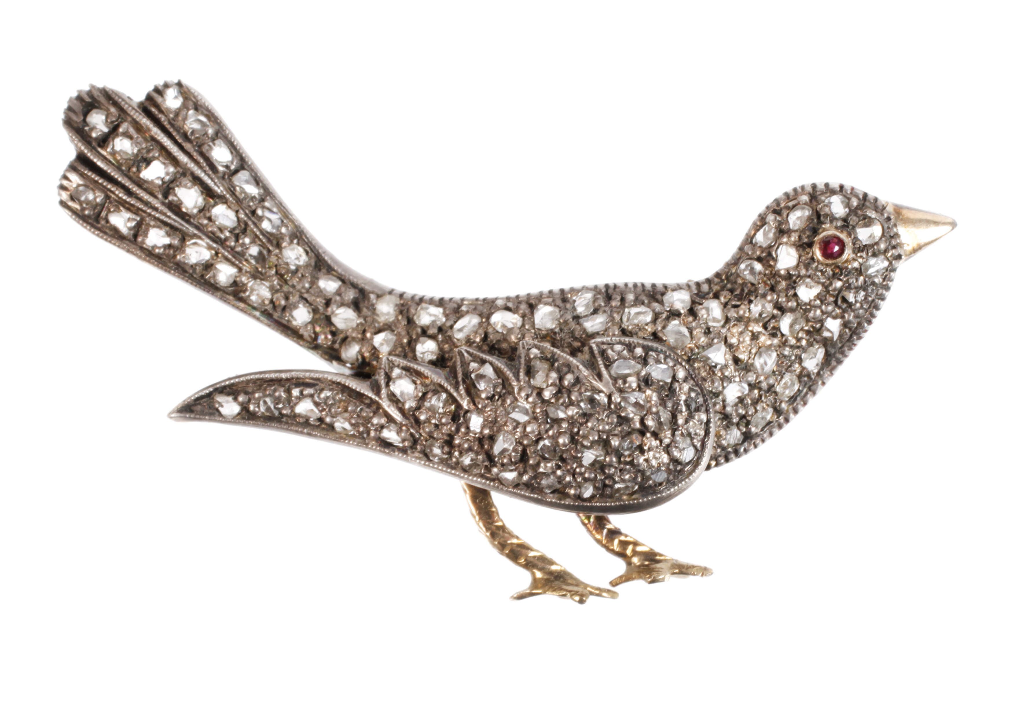 Vogelbrosche mit Diamantbesatz