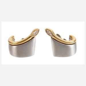 Paar Platinohrringe mit Diamanten