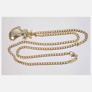 Katzenanhänger mit Brillantbesatz