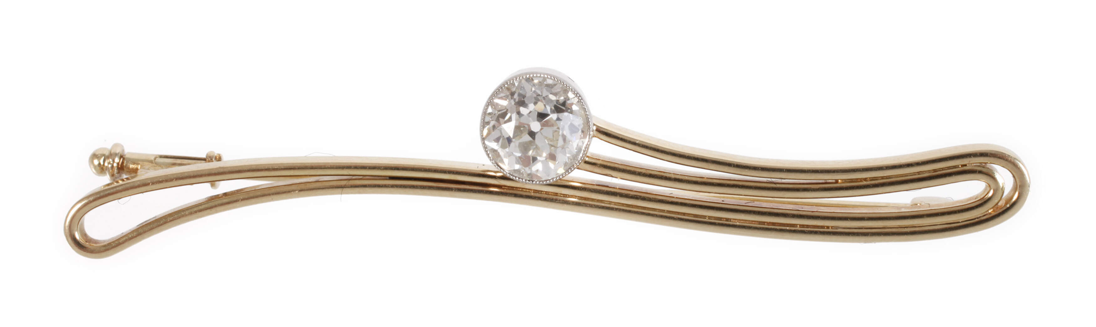 Brosche mit Altschliffdiamant von ca. 1,2 ct