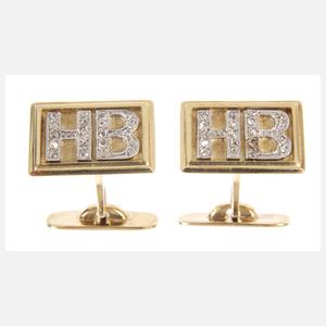 Paar Manschettenknöpfe mit Diamanten