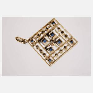 Art déco-Anhänger mit Saphiren und Diamanten
