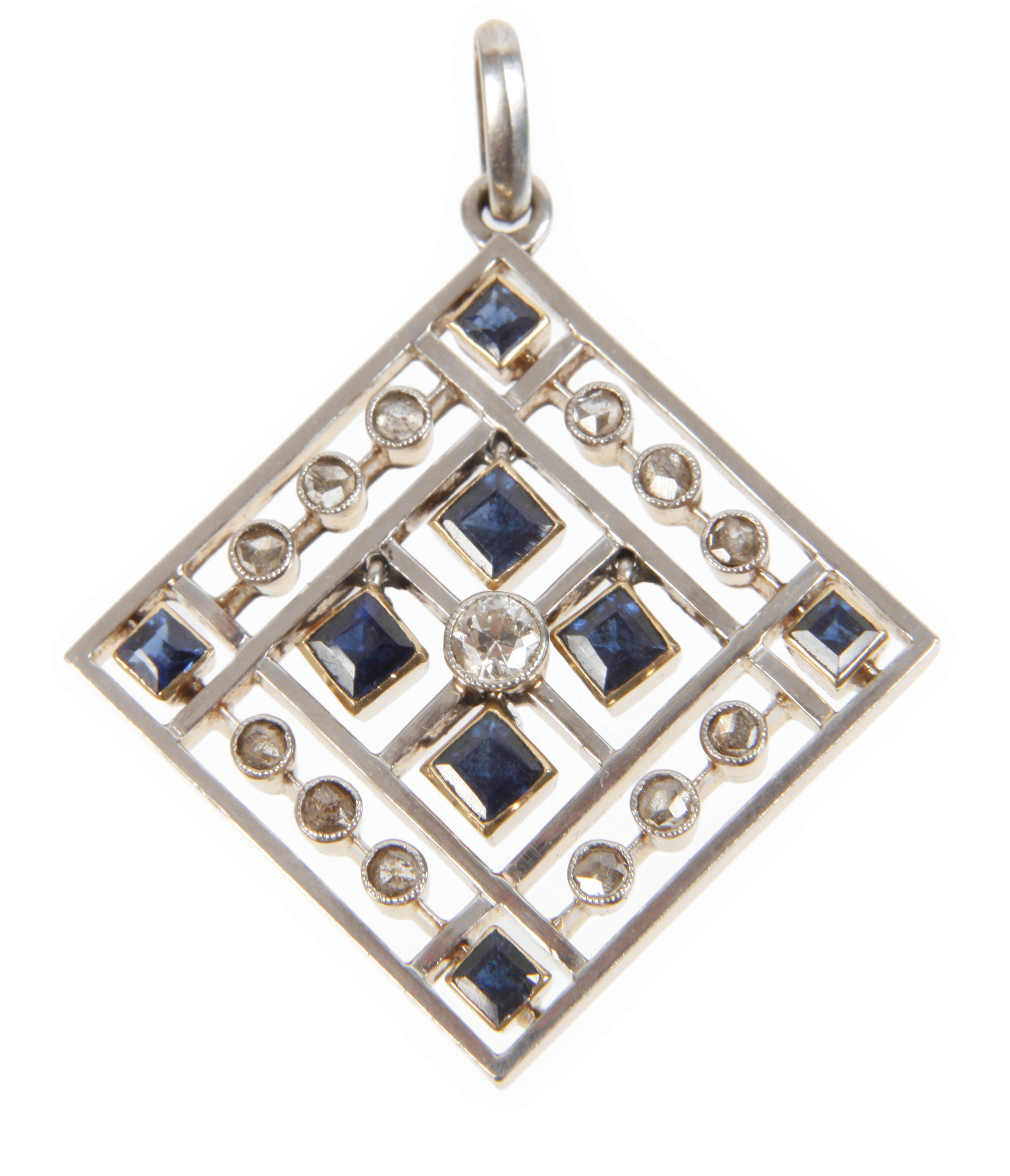 Art déco-Anhänger mit Saphiren und Diamanten