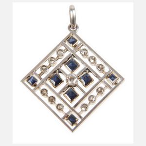 Art déco-Anhänger mit Saphiren und Diamanten