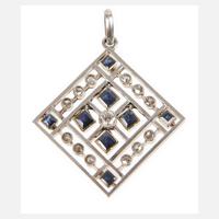 Art déco-Anhänger mit Saphiren und Diamanten111