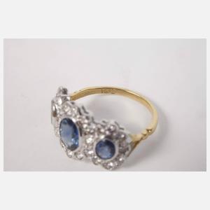 Feiner Damenring mit Saphiren und Brillanten