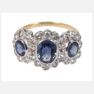 Feiner Damenring mit Saphiren und Brillanten
