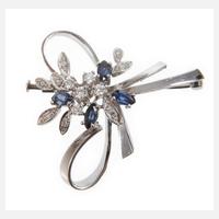 Schleifenbrosche mit Brillanten und Saphiren111