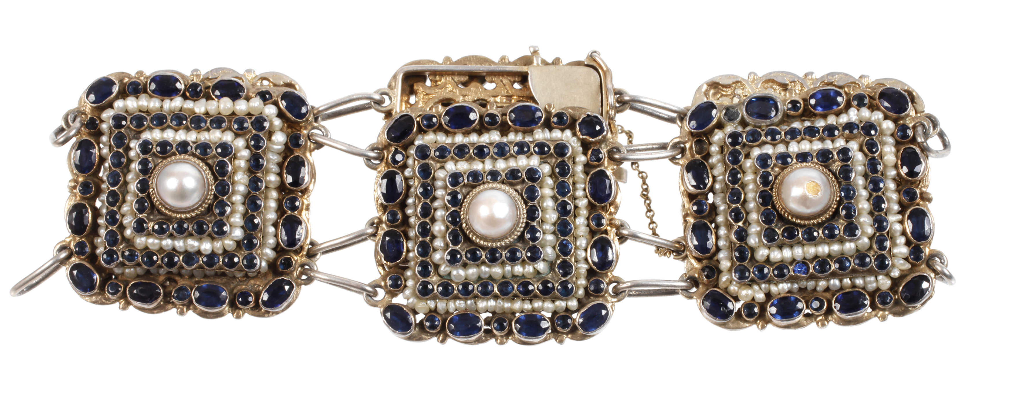 Prächtiges Armband mit Perlen und Saphiren