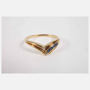 Damenring mit Diamanten und Saphiren