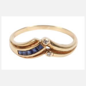 Damenring mit Diamanten und Saphiren