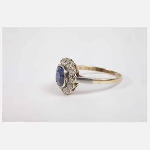 Damenring mit Saphir und Diamanten