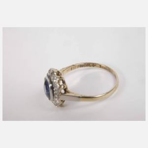 Damenring mit Saphir und Diamanten