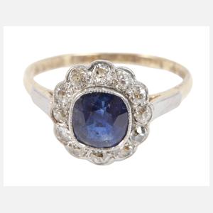 Damenring mit Saphir und Diamanten