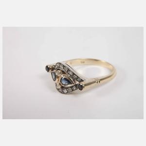 Damenring mit Saphiren und Diamanten