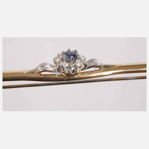 Stabbrosche mit Saphir und Diamanten