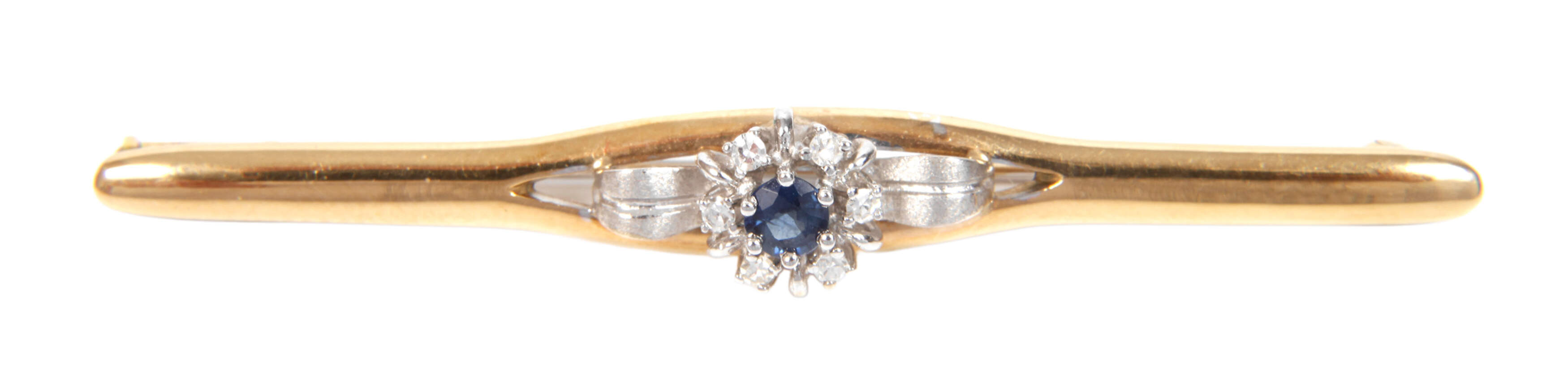 Stabbrosche mit Saphir und Diamanten