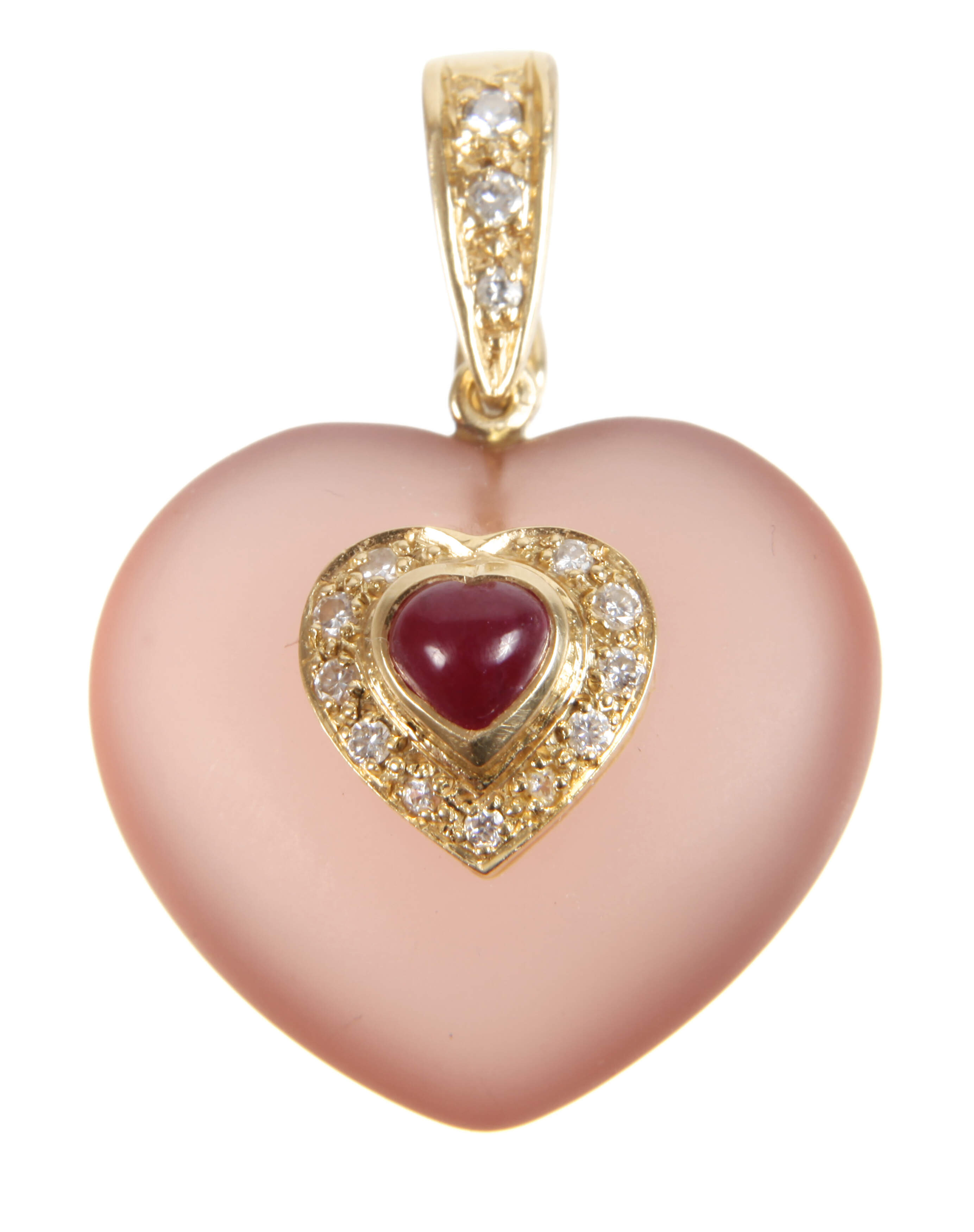 Herzanhänger mit Diamanten und Rubin