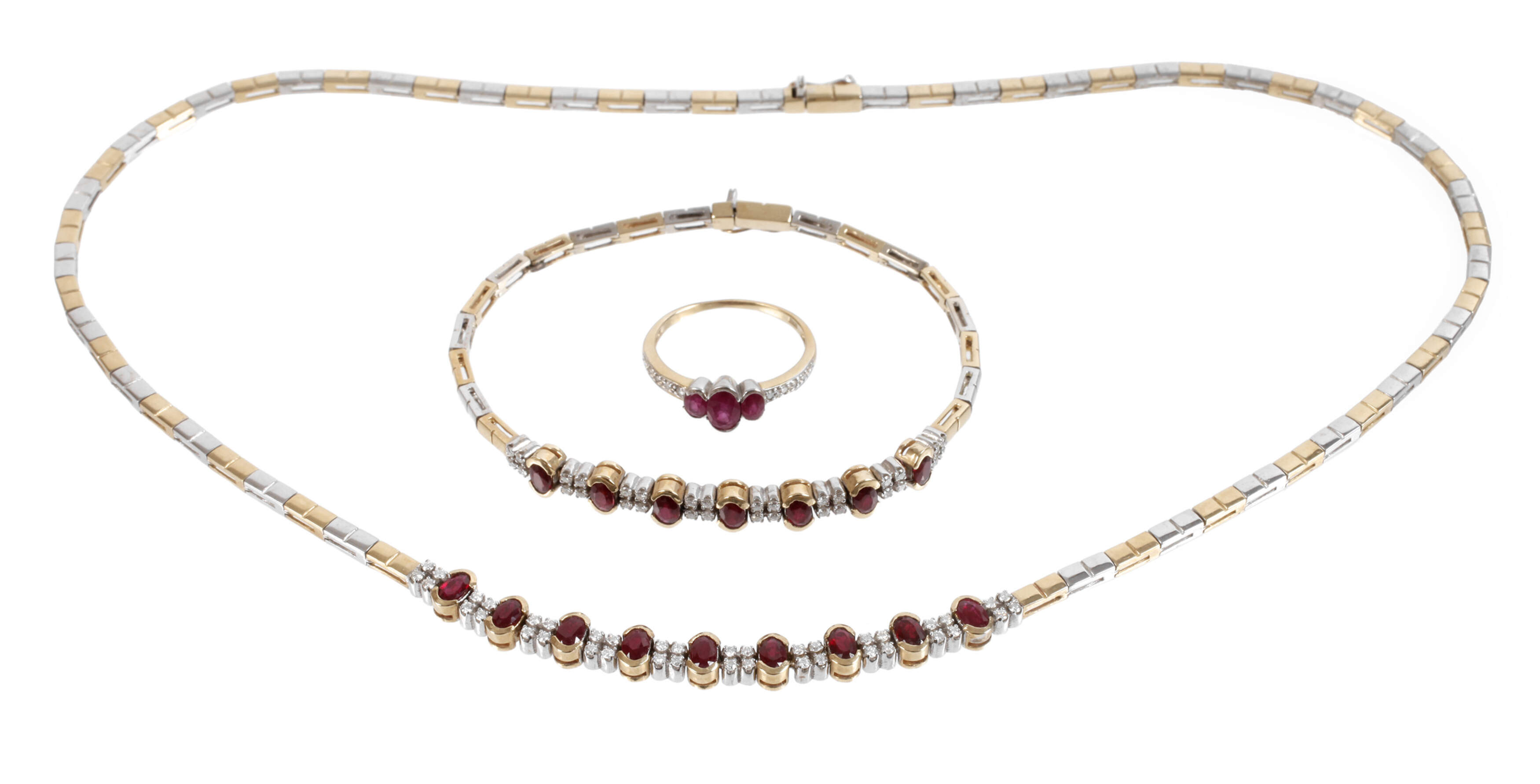 Schmuckset mit Rubinen und Brillanten