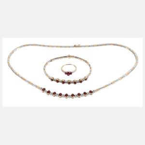 Schmuckset mit Rubinen und Brillanten
