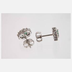 Paar Ohrstecker mit Smaragden und Brillanten