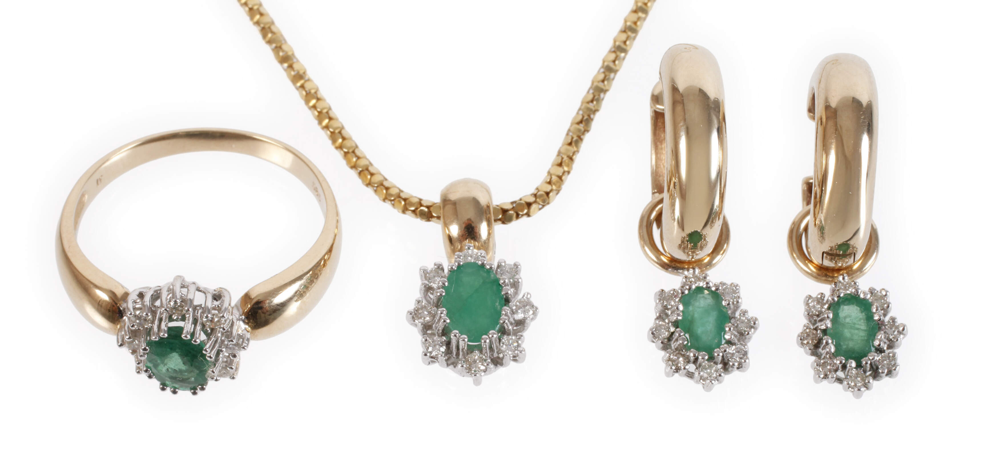 Schmuckset mit Smaragden und Brillanten