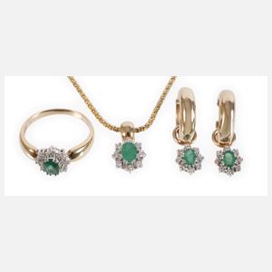 Schmuckset mit Smaragden und Brillanten