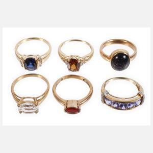 Konvolut Damenringe mit Steinbesatz