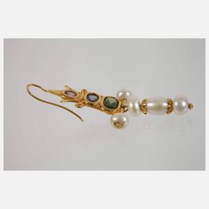 Ohrhänger mit Steinbesatz und Perlen