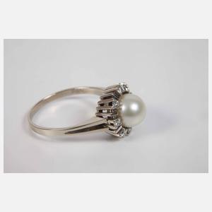 Damenring mit Perle und Brillanten