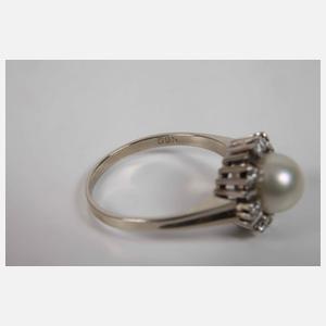 Damenring mit Perle und Brillanten