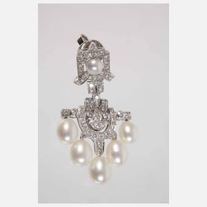 Paar Ohrhänger mit Perlen und Brillanten