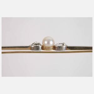 Stabbrosche mit Perle und Diamanten
