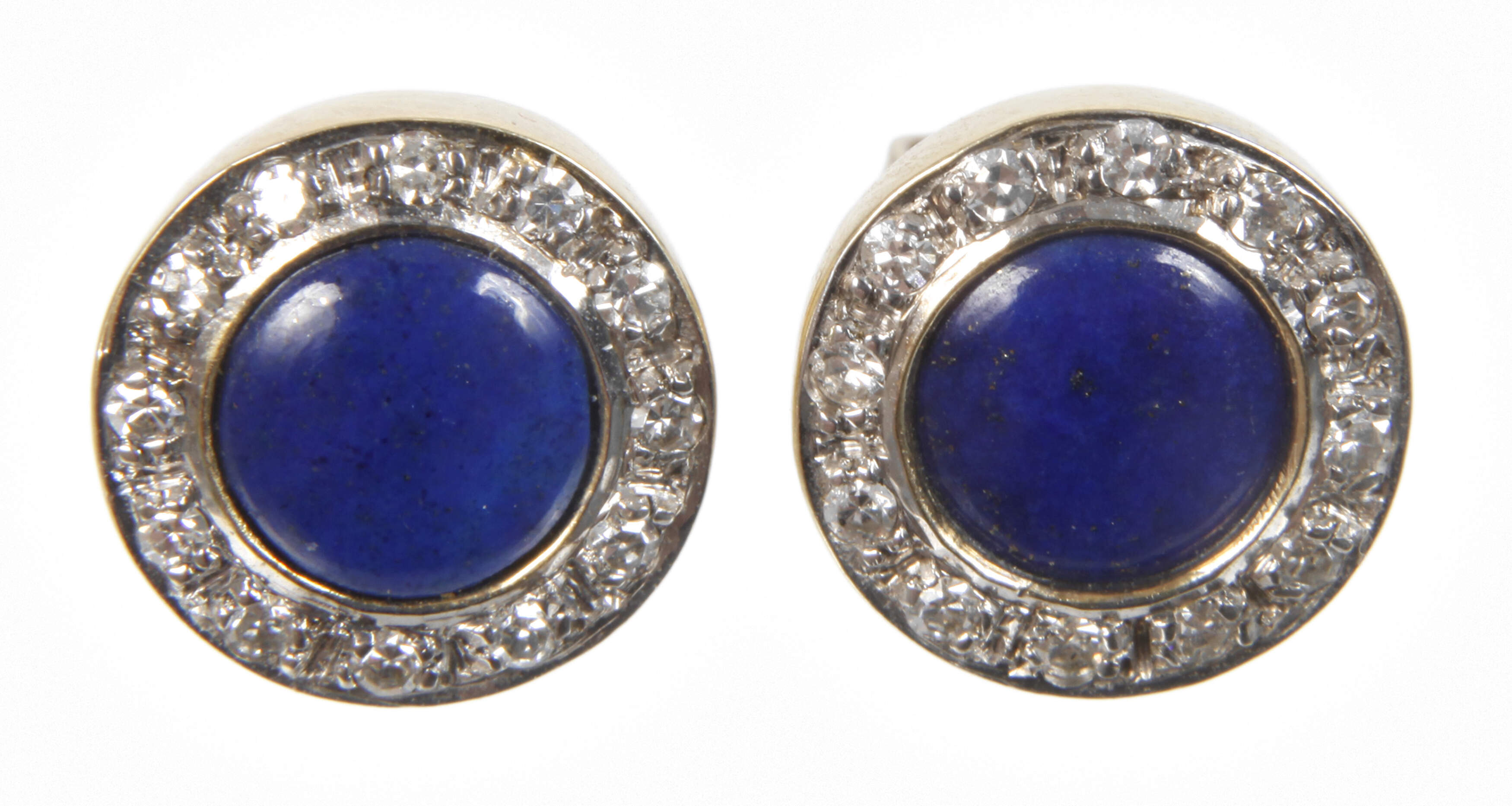 Paar Ohrstecker mit Lapislazuli und Diamanten
