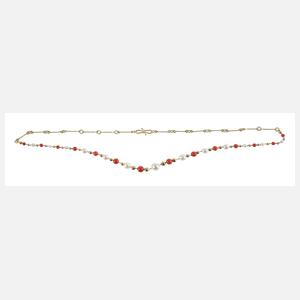 Collier mit Perlen und Korallen