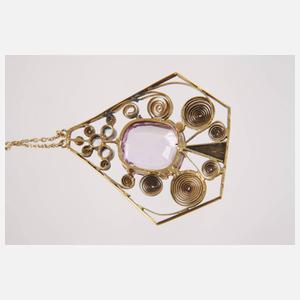 Jugendstilcollier mit Steinbesatz